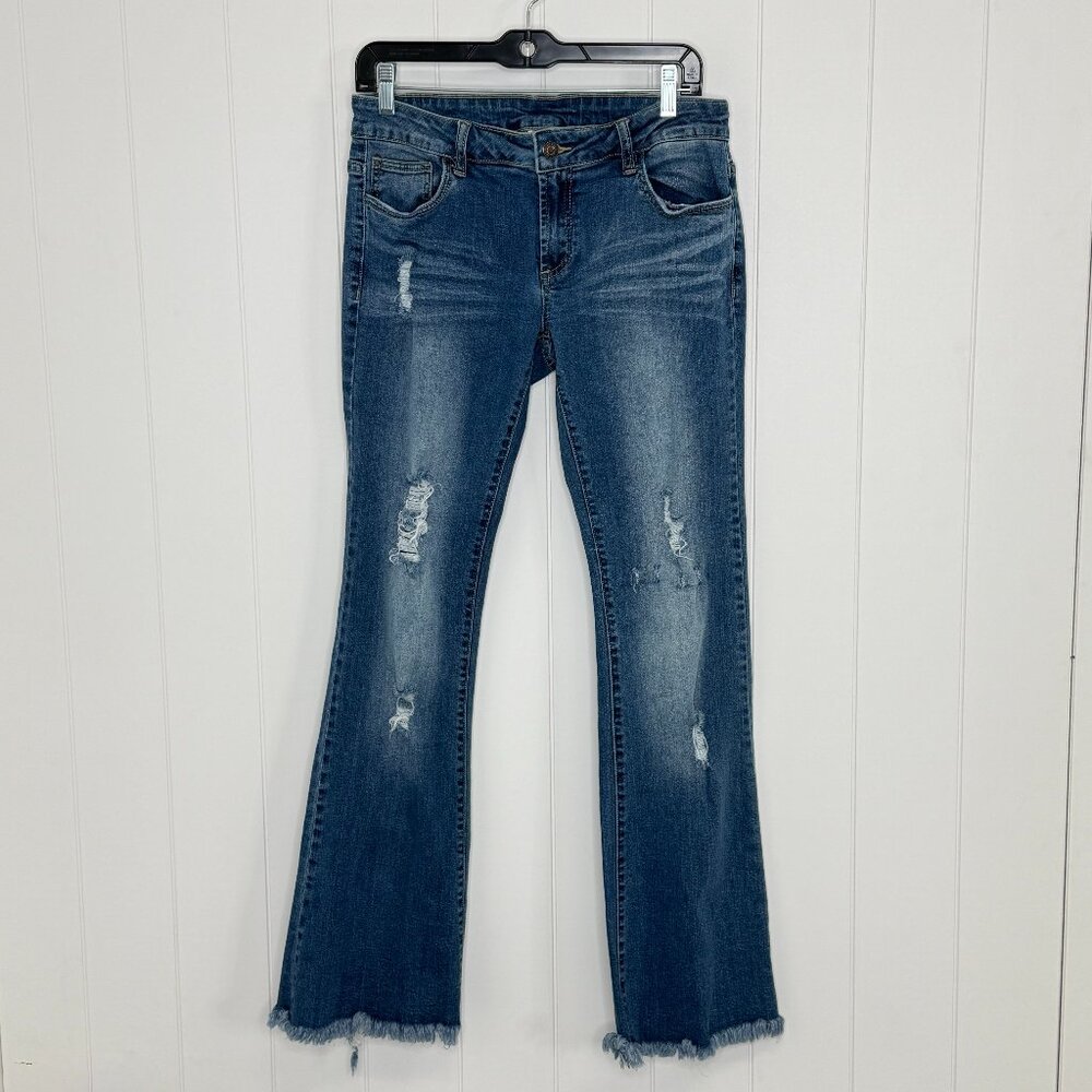 Litz Premium Denim Flare‎ Low Rise 30W 31L Destroyed Flare Jeans Distressed